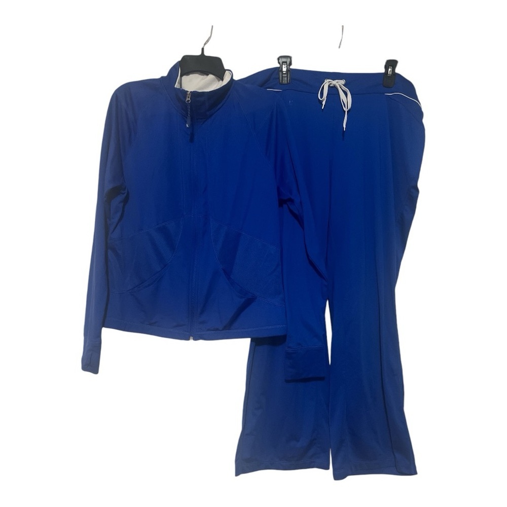 Danskin Now 2 Piece yoga set Jacket XL / Pants XXL EUC Gorgeous Blue